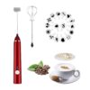 Rechargeable Milk Frother Handheld Electric Foam Maker with Stainless Whisk 3 Speed for Bulletproof Coffee Latte Cappuccino Hot Chocolate Black Extra 16 Pcs Art Stencils (Red)