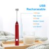 Rechargeable Milk Frother Handheld Electric Foam Maker with Stainless Whisk 3 Speed for Bulletproof Coffee Latte Cappuccino Hot Chocolate Black Extra 16 Pcs Art Stencils (Red) - Image 4