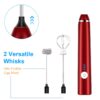 Rechargeable Milk Frother Handheld Electric Foam Maker with Stainless Whisk 3 Speed for Bulletproof Coffee Latte Cappuccino Hot Chocolate Black Extra 16 Pcs Art Stencils (Red) - Image 6