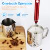 Rechargeable Milk Frother Handheld Electric Foam Maker with Stainless Whisk 3 Speed for Bulletproof Coffee Latte Cappuccino Hot Chocolate Black Extra 16 Pcs Art Stencils (Red) - Image 5