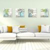 Skyme Art Flowers Painting Wall Art Watercolor-Style Mason Jar on Retro Wood Background Floral Print Artwork Canvas Picture for Bedroom Living Room - Image 2