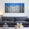 Textured Forest Abstract Canvas Wall Art Hand Painted Modern Blue Tree Oil Painting for Decoration - Image 7