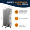 DELONGHI Quiet 1500W, Adjustable Thermostat, 3 Heat Settings, Energy Saving, Safety Features Oil-Filled Radiator Space Heater (Light Gray, Comfort Temp) - Image 7