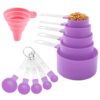 Measuring Cups and Spoons Set of Huygens Kitchen Gadgets 8 Pieces, Stackable Stainless Steel Handle Measuring Cups for Measuring Dry and Liquid Ingredient (Lavender)