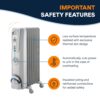 DELONGHI Quiet 1500W, Adjustable Thermostat, 3 Heat Settings, Energy Saving, Safety Features Oil-Filled Radiator Space Heater (Light Gray, Comfort Temp) - Image 5