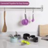 Measuring Cups and Spoons Set of Huygens Kitchen Gadgets 8 Pieces, Stackable Stainless Steel Handle Measuring Cups for Measuring Dry and Liquid Ingredient (Lavender) - Image 5