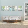 Skyme Art Flowers Painting Wall Art Watercolor-Style Mason Jar on Retro Wood Background Floral Print Artwork Canvas Picture for Bedroom Living Room - Image 6