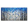 Textured Forest Abstract Canvas Wall Art Hand Painted Modern Blue Tree Oil Painting for Decoration