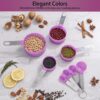 Measuring Cups and Spoons Set of Huygens Kitchen Gadgets 8 Pieces, Stackable Stainless Steel Handle Measuring Cups for Measuring Dry and Liquid Ingredient (Lavender) - Image 6