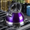 Mr. Coffee Flintshire Stainless Steel Whistling Tea Kettle W/Nylon Handle, 1.75-Quart, Metallic Purple - Image 4