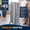 DELONGHI Quiet 1500W, Adjustable Thermostat, 3 Heat Settings, Energy Saving, Safety Features Oil-Filled Radiator Space Heater (Light Gray, Comfort Temp) - Image 3