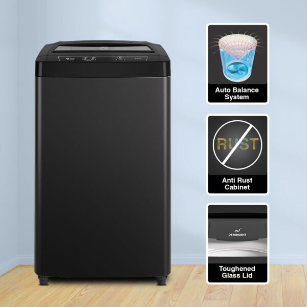 Godrej 6.5 Kg 5 Star I-Wash Technology for Automatic One Touch Wash Fully-Automatic Top Load Washing Machine (2023 Model, WTEON 650 AP 5.0 GPGR, Graphite Grey, With Toughened Glass Lid) - Image 4
