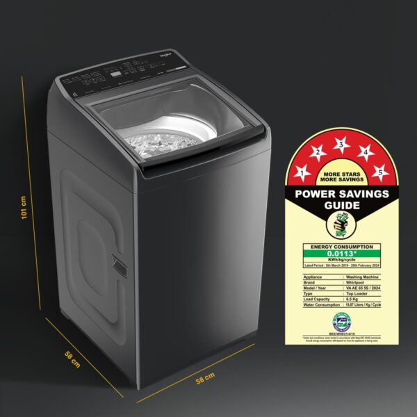 Whirlpool 6.5 Kg 5 Star StainWash Royal Plus Fully Automatic Top Load Washing Machine (SW ROYAL PLUS 6.5 (H) GREY 10YMW with In-Built Heater) - Image 6