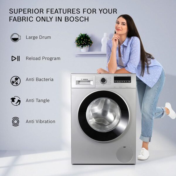 Bosch 8 kg 5 Star Fully-Automatic Front Loading Washing Machine (WAJ28262IN, Silver, AI active water plus, In-Built Heater) - Image 3