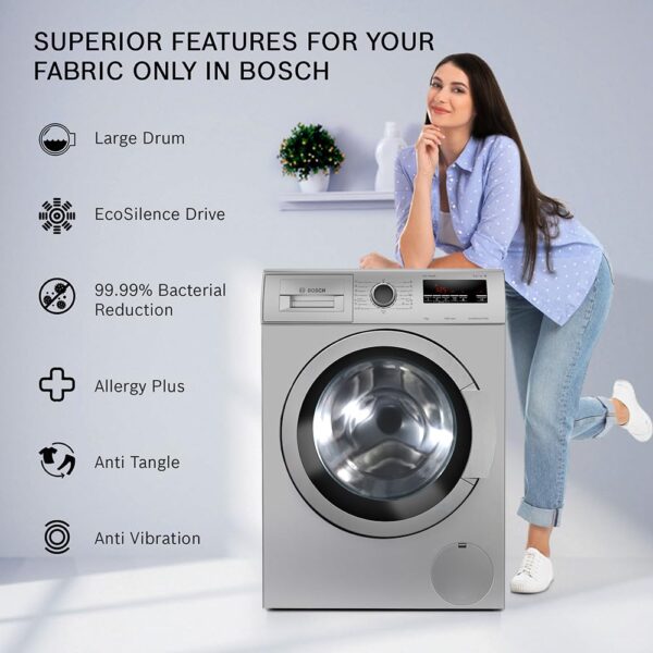 Bosch 7 kg 5 Star Fully-Automatic Front Loading Washing Machine (WAJ2416SIN, Silver, AI active water plus, In-Built Heater) - Image 3