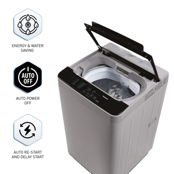 Panasonic 6.5 Kg 5 Star Fully-Automatic Top Load Washing Machine (2022 Model, NA-F65LF2MRB, Grey, 12 Wash Program, Active Foam Wash Technology, Antibacterial Water Inlet) - Image 5