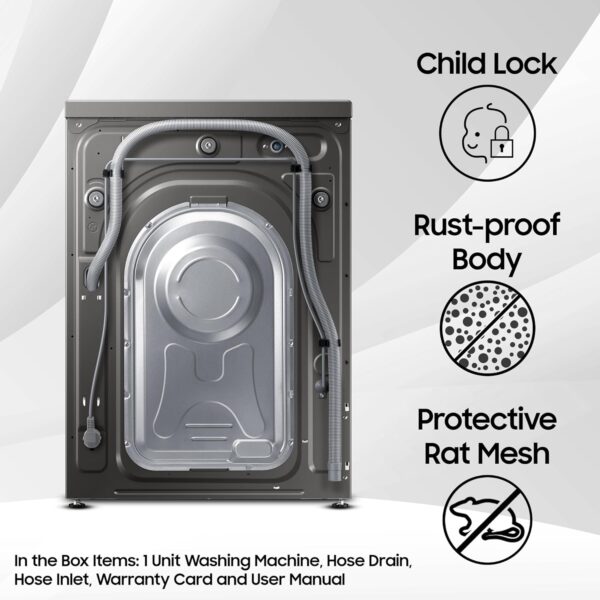 Samsung 8 kg, 5 star, Eco Bubble Technology, AI Control, Wi-Fi, Fully-Automatic Front Load Washing Machine (WW80T504DAX1TL, Hygiene Steam, Inox, Awarded as Washing Machine Brand of the year) - Image 6
