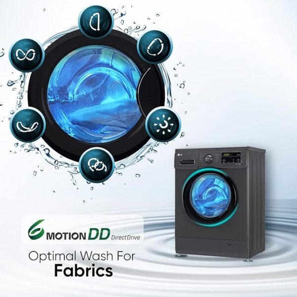 LG 7 Kg 5 Star Inverter Touch panel Fully-Automatic Front Load Washing Machine with In-Built Heater (FHM1207SDM, Middle Black, Steam for Hygiene Wash) - Image 3