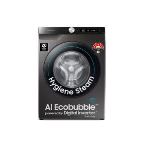 Samsung 8 kg, 5 star, Eco Bubble Technology, AI Control, Wi-Fi, Fully-Automatic Front Load Washing Machine (WW80T504DAX1TL, Hygiene Steam, Inox, Awarded as Washing Machine Brand of the year)