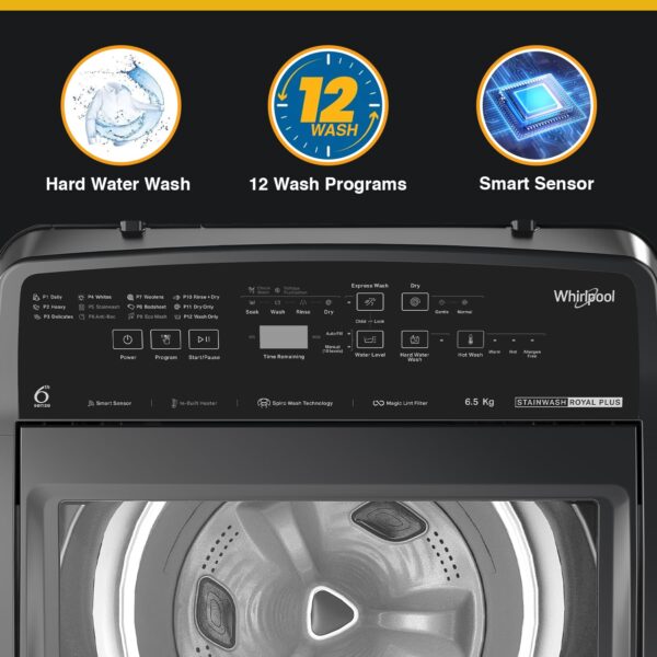 Whirlpool 7.5 Kg 5 Star StainWash Royal Plus Fully Automatic Top Load Washing Machine (SW ROYAL PLUS 7.5 (H) GREY 10YMW with In-Built Heater) - Image 6