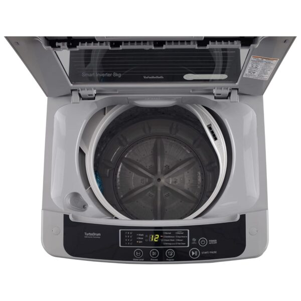 LG 8 Kg 5 Star Inverter TurboDrum Fully Automatic Top Loading Washing Machine (T80SKSF1Z, Waterfall Circulation, Digital Display, Middle Free Silver) - Image 7