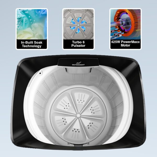 Godrej 6.5 Kg 5 Star I-Wash Technology for Automatic One Touch Wash Fully-Automatic Top Load Washing Machine (2023 Model, WTEON 650 AP 5.0 GPGR, Graphite Grey, With Toughened Glass Lid) - Image 2