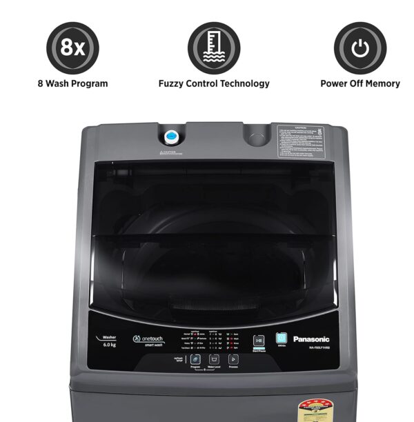 Panasonic 6 Kg 5 Star Fully-Automatic Top Load Washing Machine ( NA-F60LF1HRB, Grey, Durable Metal Body, 8 Wash Program, Aquabeat wash technology, One touch smart wash, 2022 model) - Image 5