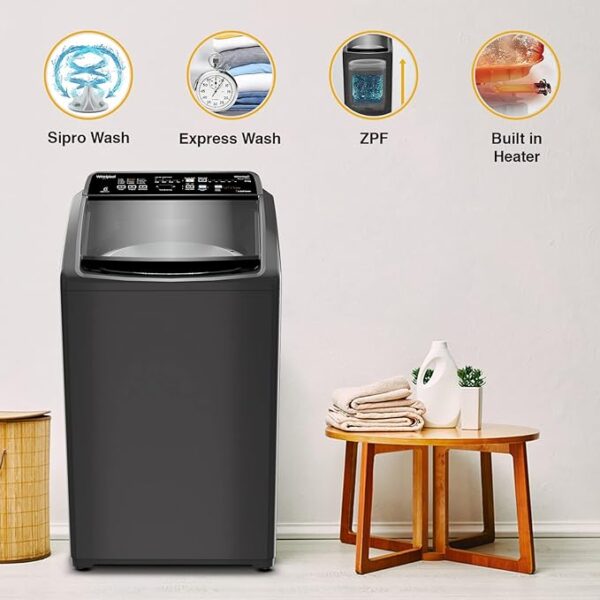 WHIRLPOOL 7.5 Kg 5 Star In-Built Heater Fully Automatic Top Load Washing Machine (WM ROYAL PLUS 7.5 (H) GREY, 5YR Motor Warranty,2023) - Image 4