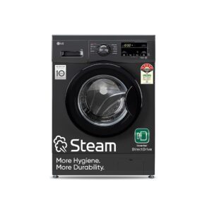 LG 7 Kg 5 Star Inverter Touch panel Fully-Automatic Front Load Washing Machine with In-Built Heater (FHM1207SDM, Middle Black, Steam for Hygiene Wash)
