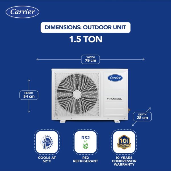 Carrier 1.5 Ton 3 Star AI Flexicool Inverter Split AC (Copper, Convertible 4-in-1 Cooling,High Density Filter, Auto Cleanser, 2023 Model,ESTER Exi - CAI18ER3R32F0,White) - Image 4