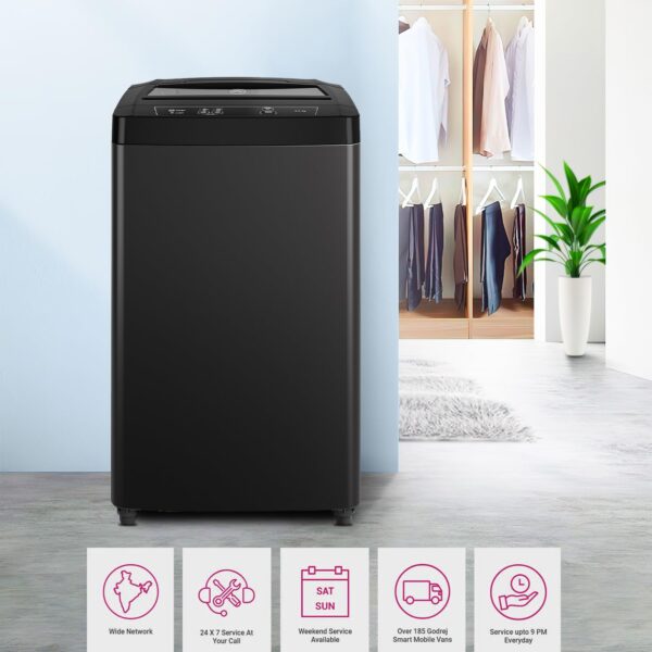 Godrej 6.5 Kg 5 Star I-Wash Technology for Automatic One Touch Wash Fully-Automatic Top Load Washing Machine (2023 Model, WTEON 650 AP 5.0 GPGR, Graphite Grey, With Toughened Glass Lid) - Image 6