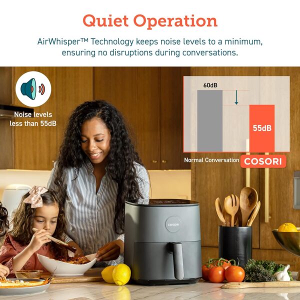 COSORI Air Fryer for home 4.7 Liter, 1500W Fast Cooking, 9 Preset Menu, 30 Recipes Cookbook, Grill, Broil, Roast, Toast, Bake, Reheat, Defrost, Digital Touch Panel, 75~230℃, Quiet, L501 Grey - Image 8