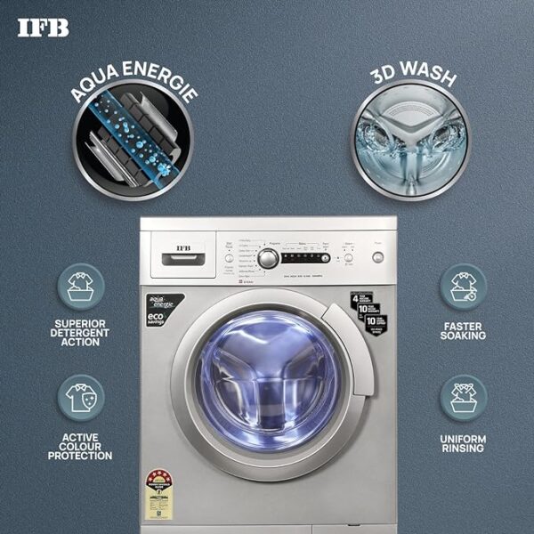 IFB 6 Kg 5 Star Front Load Washing Machine 2X Power Steam (DIVA AQUA SXS 6010, 2023 Model, Silver, In-built Heater, 4 years Comprehensive Warranty) - Image 4
