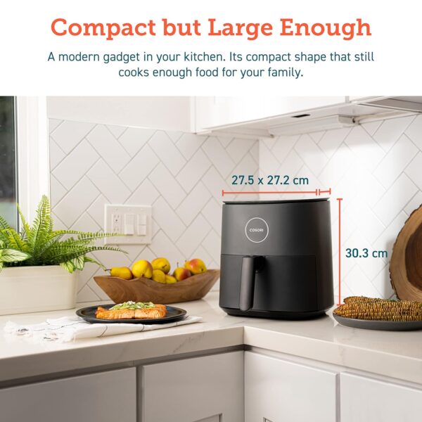COSORI Air Fryer for home 4.7 Liter, 1500W Fast Cooking, 9 Preset Menu, 30 Recipes Cookbook, Grill, Broil, Roast, Toast, Bake, Reheat, Defrost, Digital Touch Panel, 75~230℃, Quiet, L501 Grey - Image 7