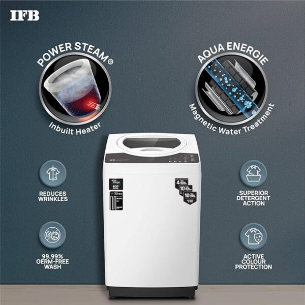 IFB 6.5 Kg 5 Star Fully Automatic Top Load Washing Machine Aqua Conserve (TL-REWS 6.5KG AQUA, White, 2X Power Steam, 4 Years Comprehensive Warranty) - Image 3