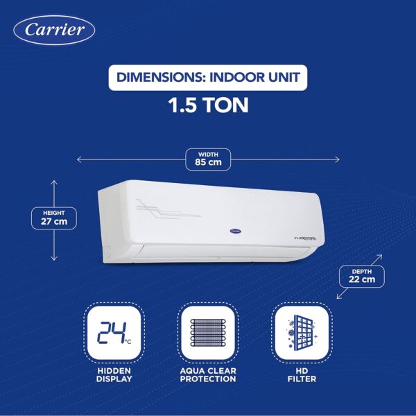 Carrier 1.5 Ton 3 Star AI Flexicool Inverter Split AC (Copper, Convertible 4-in-1 Cooling,High Density Filter, Auto Cleanser, 2023 Model,ESTER Exi - CAI18ER3R32F0,White) - Image 3