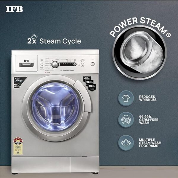IFB 6 Kg 5 Star Front Load Washing Machine 2X Power Steam (DIVA AQUA SXS 6010, 2023 Model, Silver, In-built Heater, 4 years Comprehensive Warranty) - Image 3