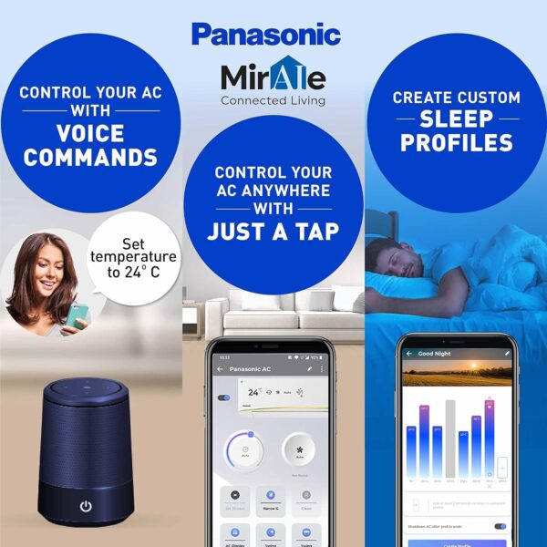 Panasonic 1.5 Ton 5 Star Wi-Fi Inverter Smart Split AC (Copper Condenser, 7 in 1 Convertible with additional AI Mode, 4 Way Swing, PM 0.1 Air Purification Filter, CS/CU-NU18YKY5W,2023 Model, White) - Image 3